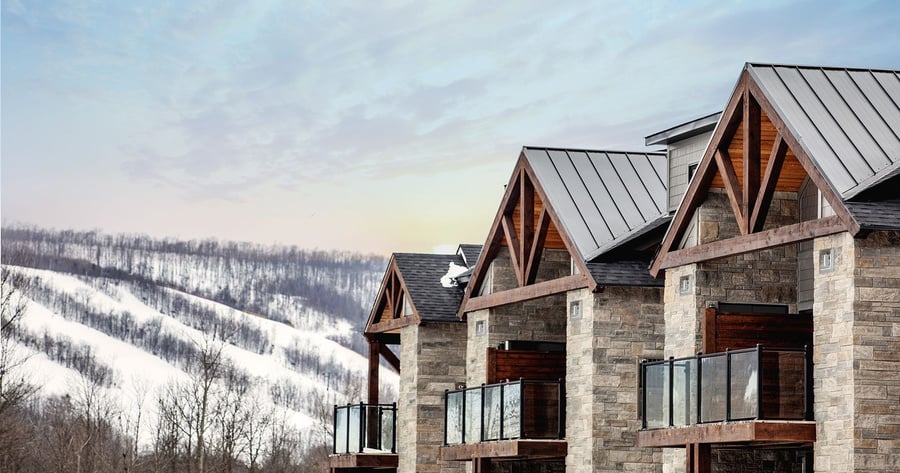 Luxury house with mountain backdrop